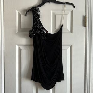 Body Central Women’s L Black One Shoulder Top w/ Detail